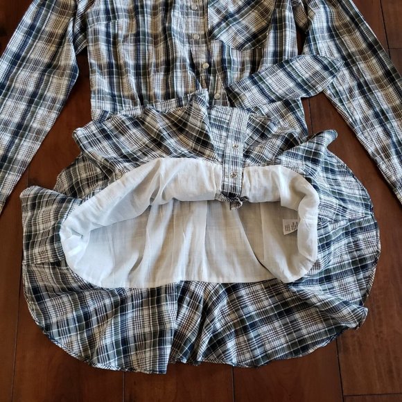 VERONICA BEARD Valle Plaid Minidress Navy Green & White Plaid Women's Size 6 - Picture 14 of 15